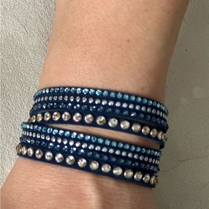 Swarovski crystal, wrap, leather bracelet